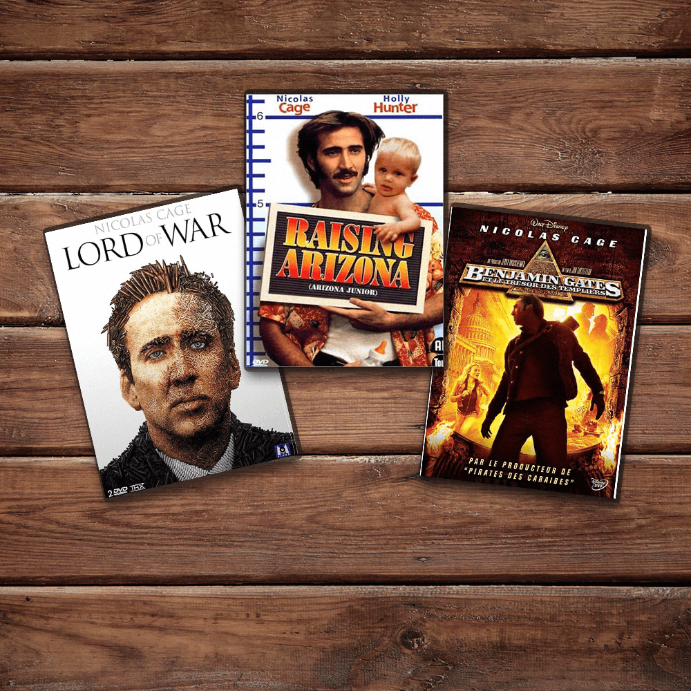 icone avec trois films de nicolas cage lord of war arizona junior benjamin gates